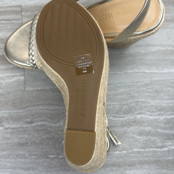 NEW! Nine West Halsee Espadrille Wedge Heel Braided Strappy Sandals Womens 7 - Picture 9 of 12